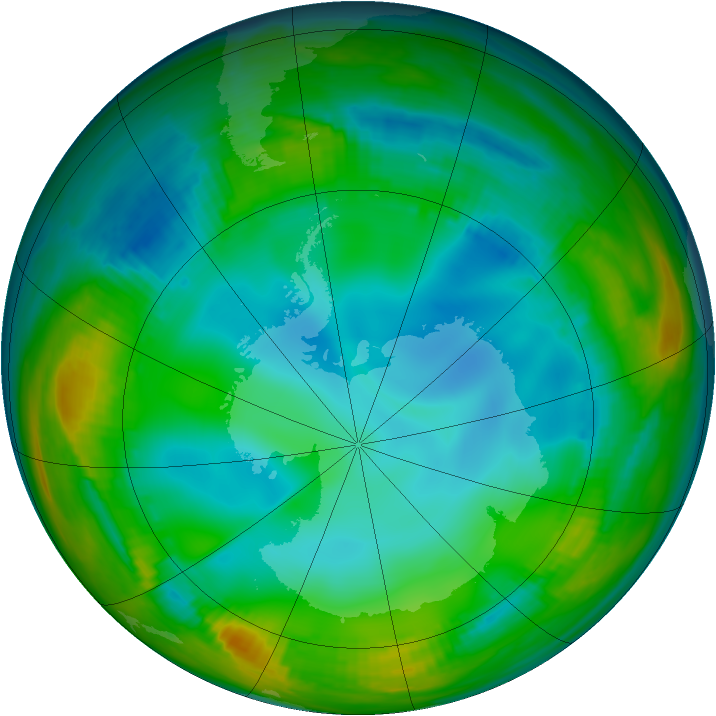 Antarctic ozone map for 07 July 1998